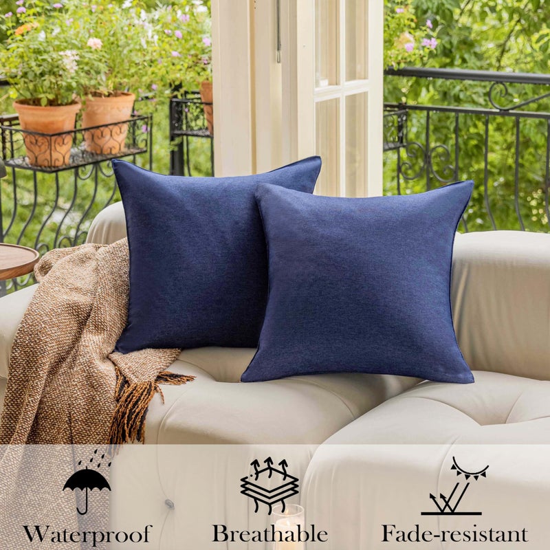 Demetex Outdoor Pillow Covers Waterproof Throw Pillow Covers Set of 4 Decorative Throw Pillows for Patio Furniture Couch  18 x 18 Inch  Navy Blue - Image 5